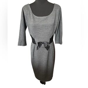 Milly NY Wool Silk Blend Sheath Dress Women’s Gray Bow Career Cocktail Party M